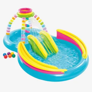 Intex Rainbow Funnel Play Center Pool Out Force For Kids (9'8"X6'3"X3'6") With Six Balls